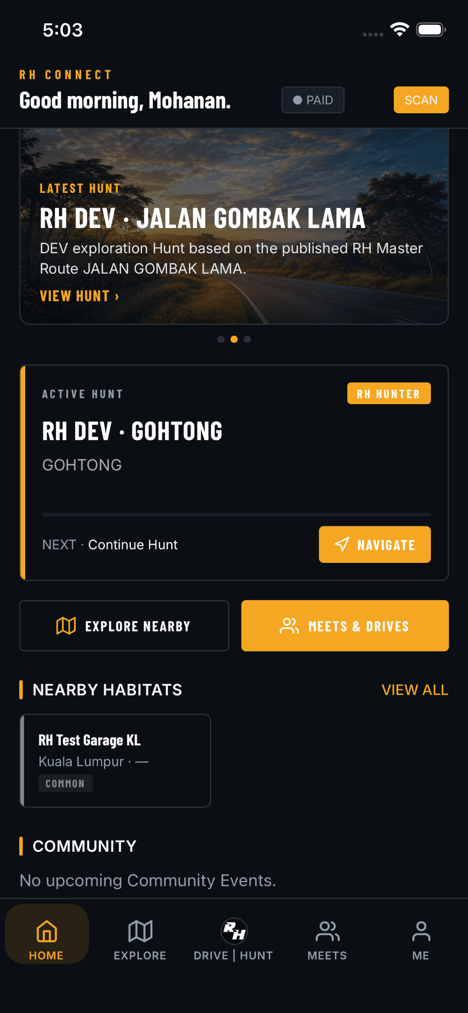 RH Connect nearby Habitats screen